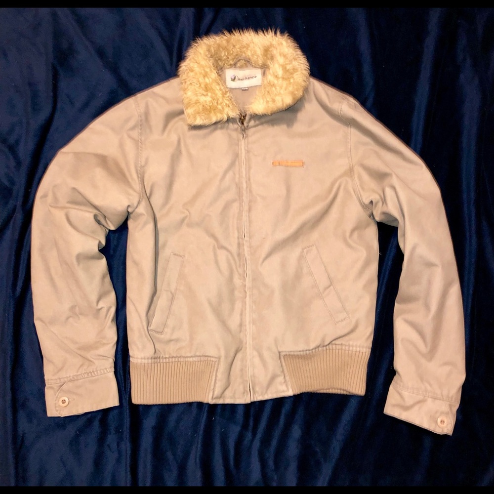 Twill Khaki Full Zip Jacket Size M